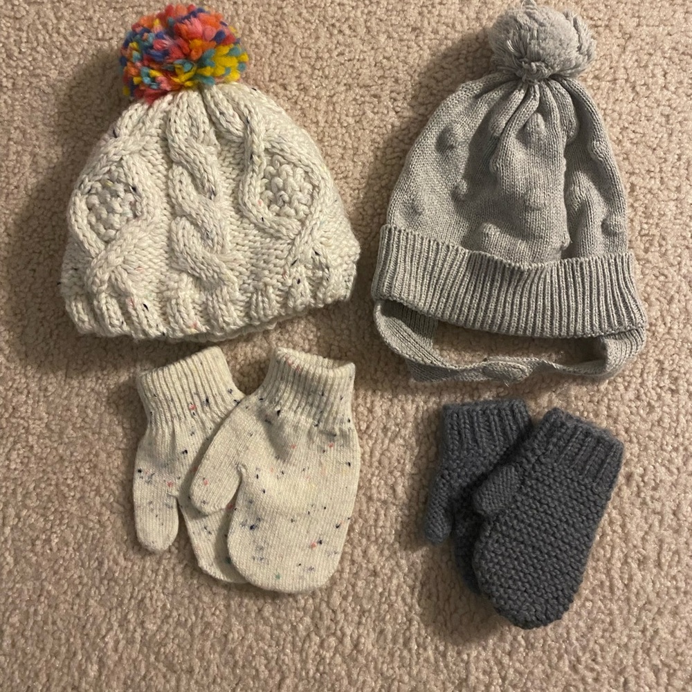 Girls 0-9 months hat and glove bundle